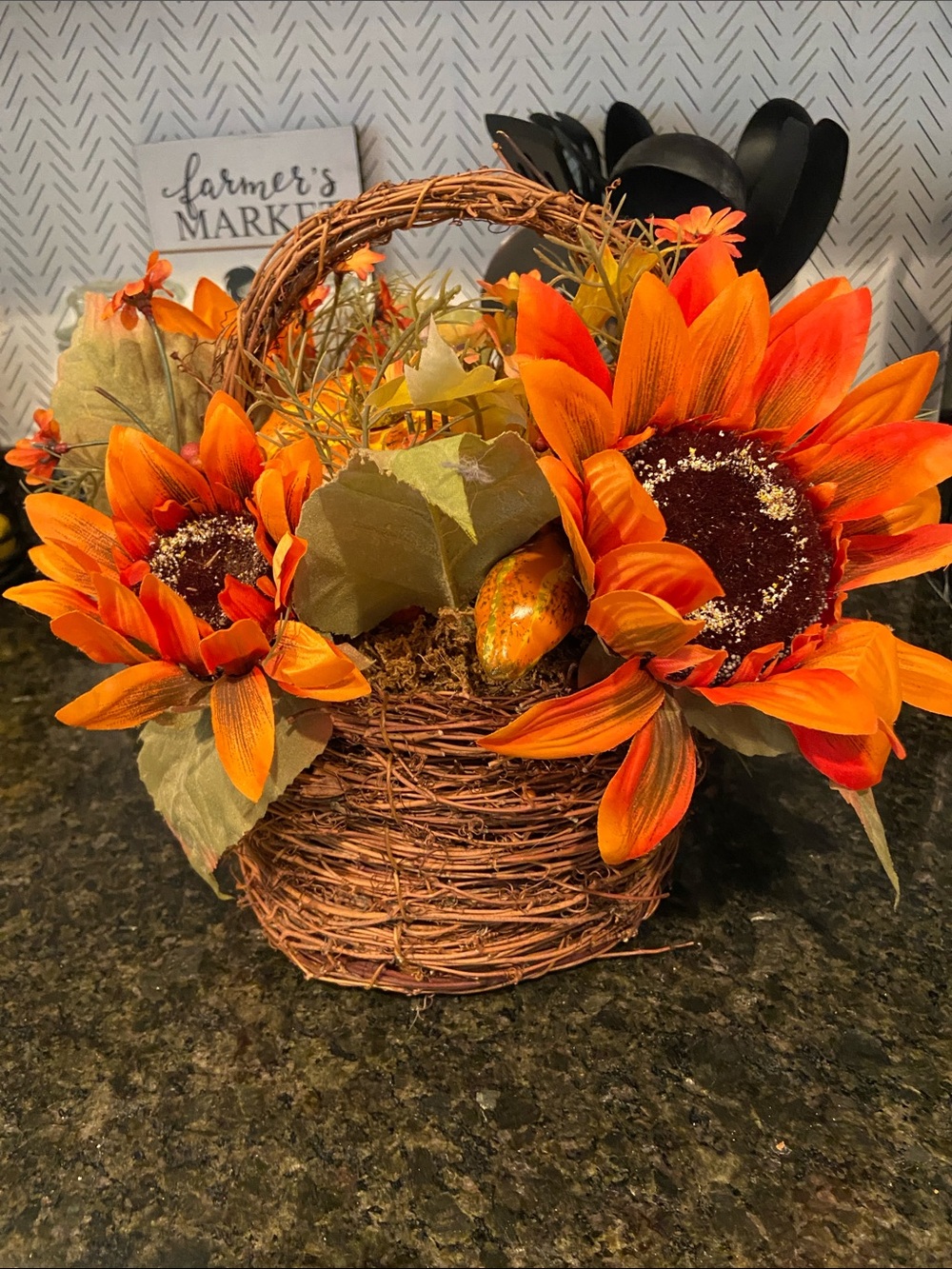Orange Sunflower Basket Centerpiece -